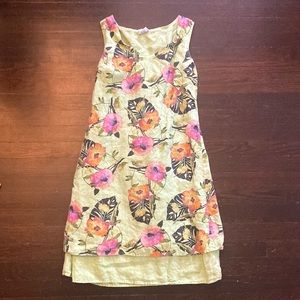Vintage Color Me Cotton linen floral dress. Fully lined with a tie back.